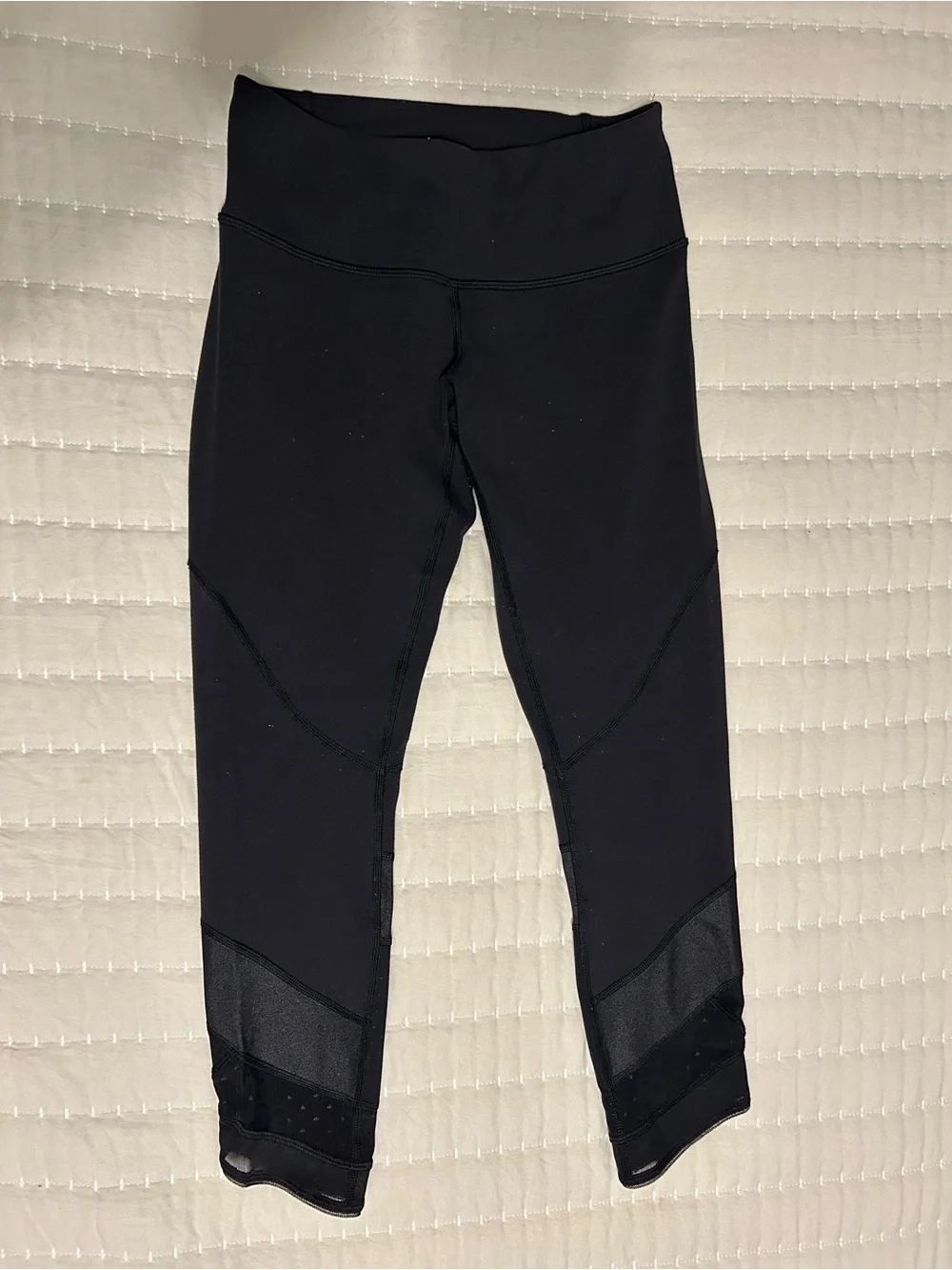 Lululemon Girls Black Active Leggings with Mesh Panels